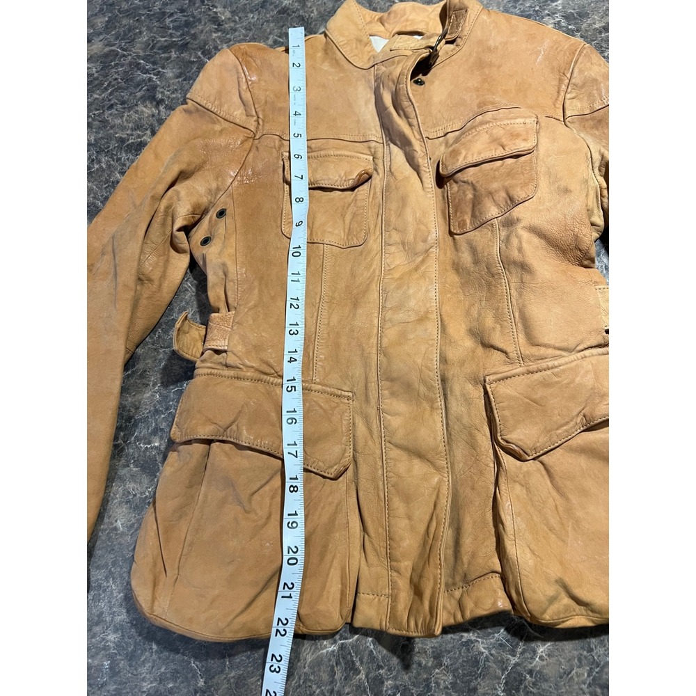Vintage Banana Republic Genuine Leather Tan Bomber Moto Jacket 2007 Safari Camel - Picture 14 of 14